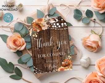 Editable Rustic Thank you tags 2.5"x3.5" | All text is editable | Printable | Instant download