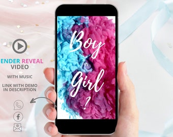 Anúncio de gravidez em vídeo de menino: revelação digital do sexo do bebê (download instantâneo)