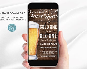 Beer Birthday Invitation: A Cold One for the Old One (Digital Download)