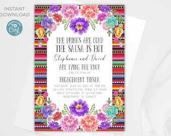 Editable Mexican Fiesta Engagement Invitation Template (Digital Download)