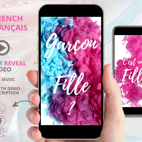 C'est une fille | IN FRENCH | Digital Pregnancy Announcement | Video Baby Announcement | Video Gender Reveal | NOT Editable Instant download