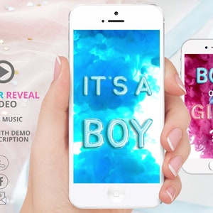 It&#39;s a Boy | Digital Pregnancy Announcement | Video Gender Reveal | Video Baby Announcement | Demo link in description | Instant download