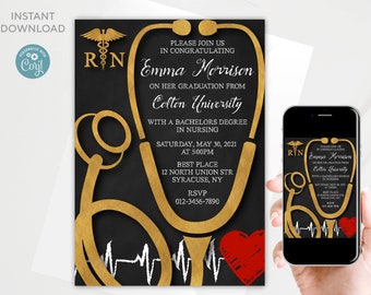 Nurse Graduation Invitation Template: Editable Party Invite (Instant Download)