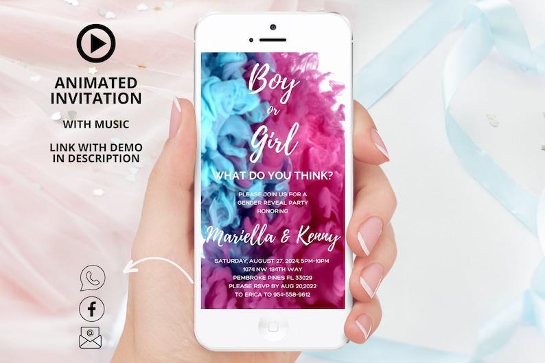 Animated Boy or Girl Gender Reveal Baby Shower Video Etsy