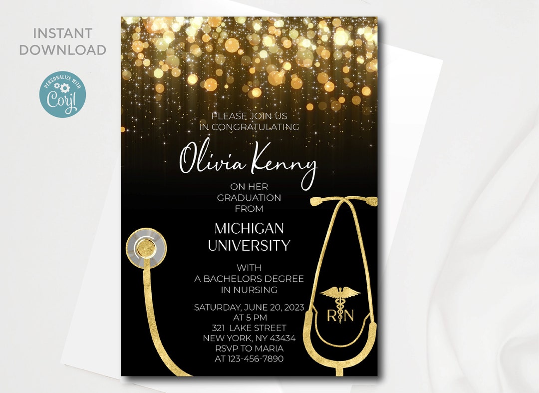 Nursing Graduation Invitation Template, Online Editable Nurse Graduation Party Invitation, All Text is Editable, Instant Download - Etsy nursing-graduation-invitation-template-online-editable-nurse-graduation-party-invitation-all-text-is-editable-instant-download-etsy