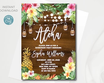 Hawaiian Retirement Party Invitation Template (Digital Download)