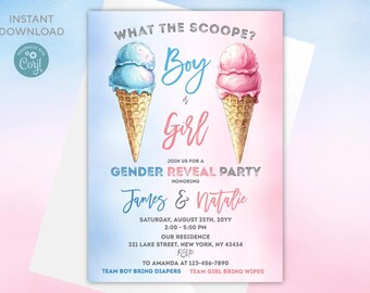 Eis Gender Reveal Einladung: Bearbeitbar druckbar (digitales Produkt)
