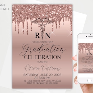 Editable Nursing Graduation Invitation Template (Digital Download)