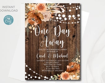 Rustic Rehearsal Dinner Invitation Template: Editable Fall Wedding (Instant Download)