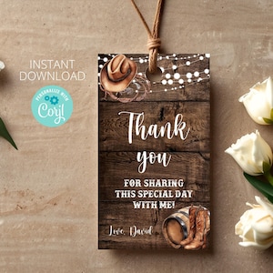 Editable Western Thank You Tags: Cowboy Birthday (Instant Download)