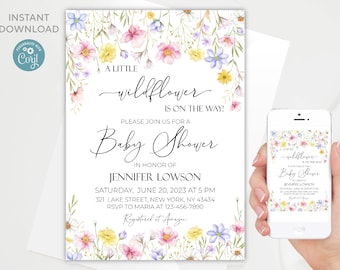 Wildflower Baby Shower Invitation Template: Spring Floral (Digital)