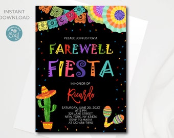 Editable Farewell Fiesta Invitation: Mexican Theme (Instant Download)