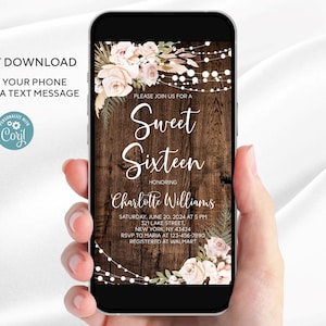 Editable Sweet Sixteen Birthday Invitation Template | Digital template | Boho floral invitation | All text is editable | Instant Download