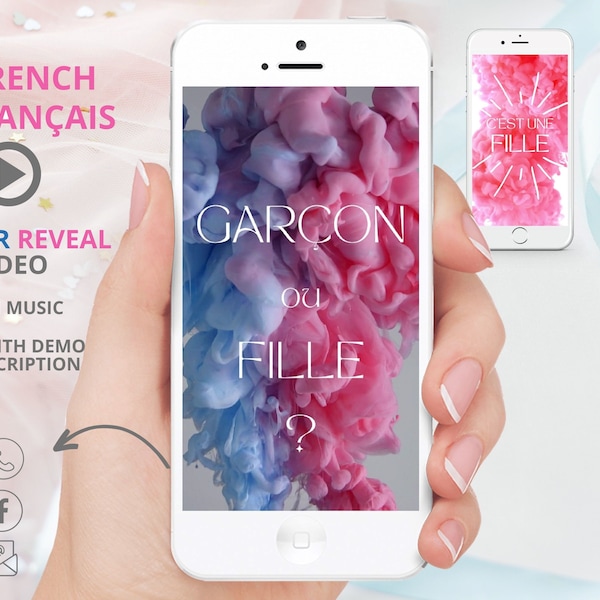 C'est une fille IN FRENCH | Video Pregnancy Announcement | Digital Baby Announcement | Video Gender Reveal | NOT Editable | Instant download