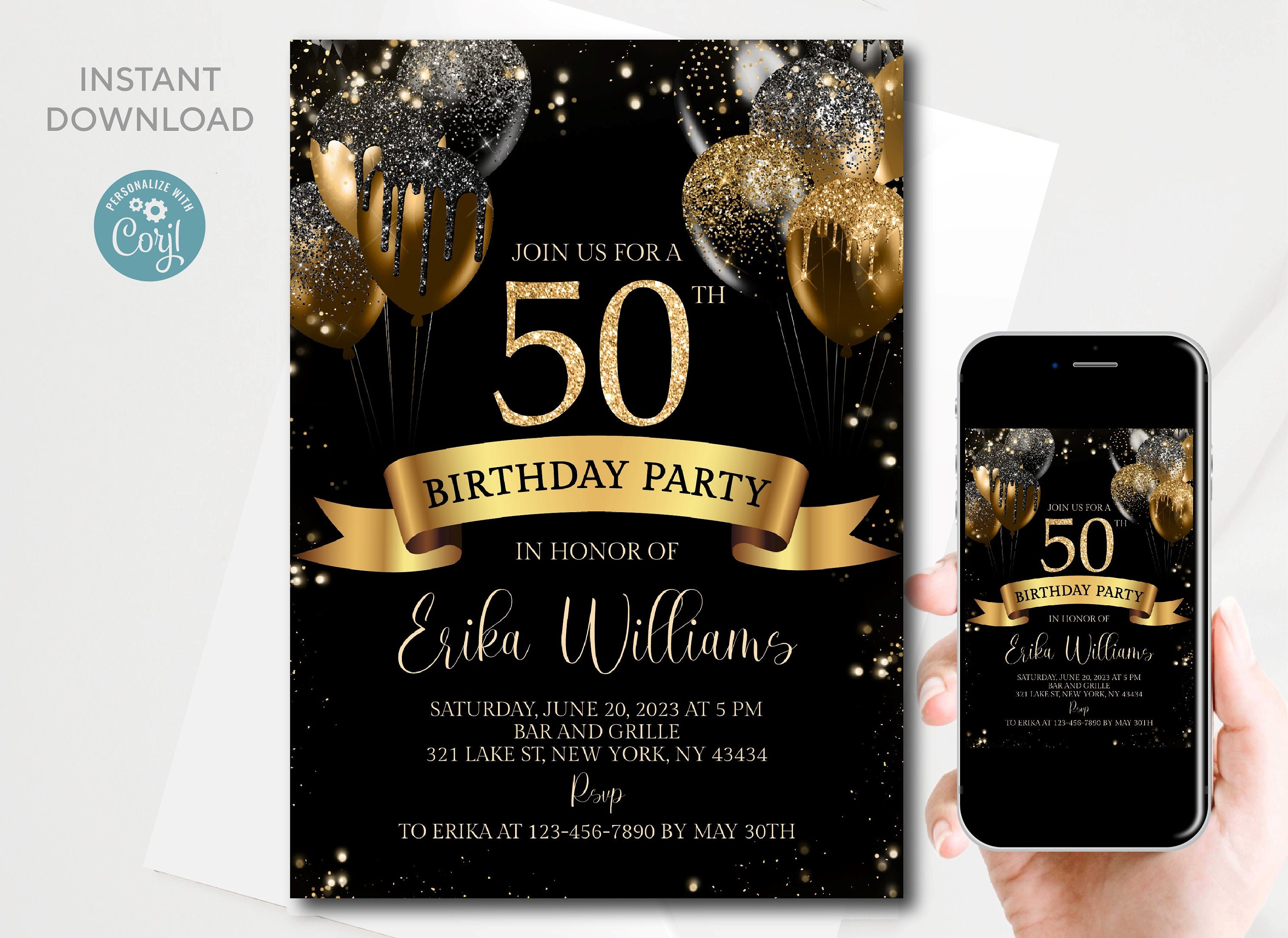 Egiftmaart Personalized Birthday Invitation Cards Pack Of 50 Cards