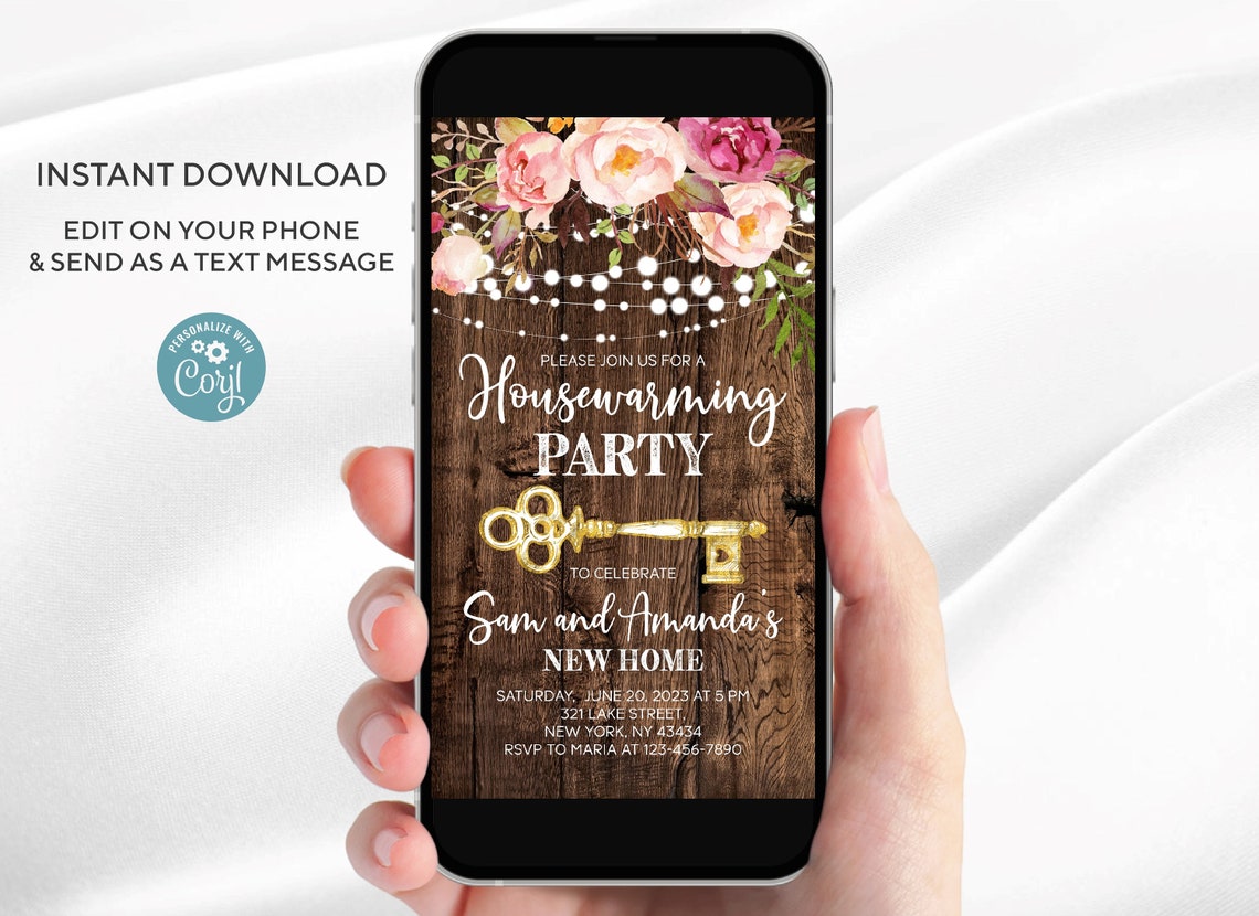 Editable Electronic Housewarming Party Invitation Template Etsy