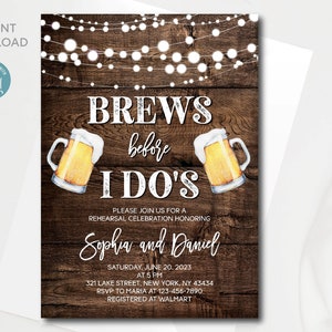 Modelo de convite editável de cervejas antes de eu fazer | Festa de noivado rústica | Todo o texto é editável | Download instantâneo