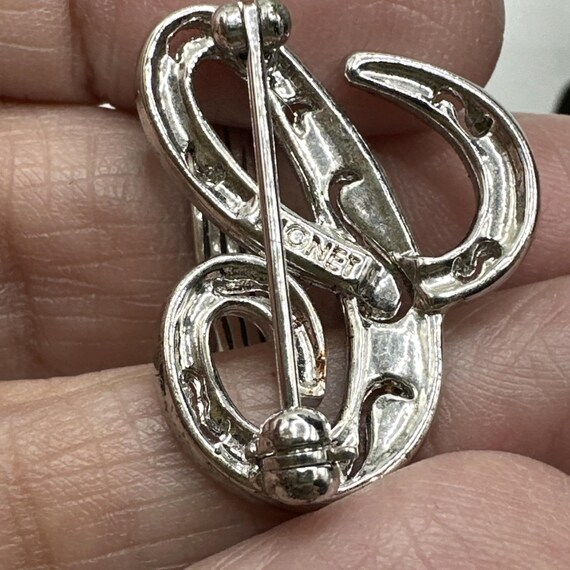 Monet Cursive Letter Initial C Rhinestone Silver … - image 7