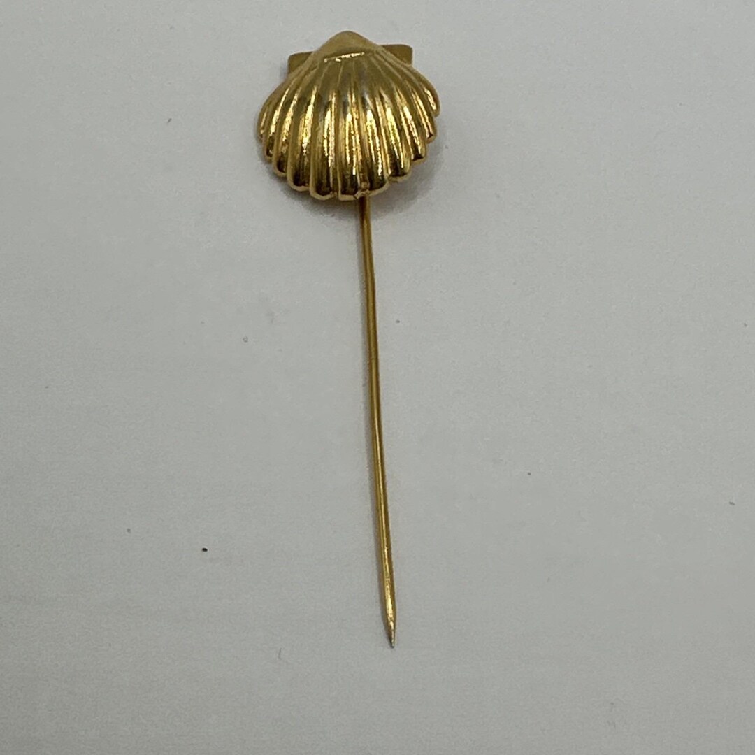 Vintage Crown Trifari Gold Tone Scallop Shell Stick Pin Nautical Lapel ...