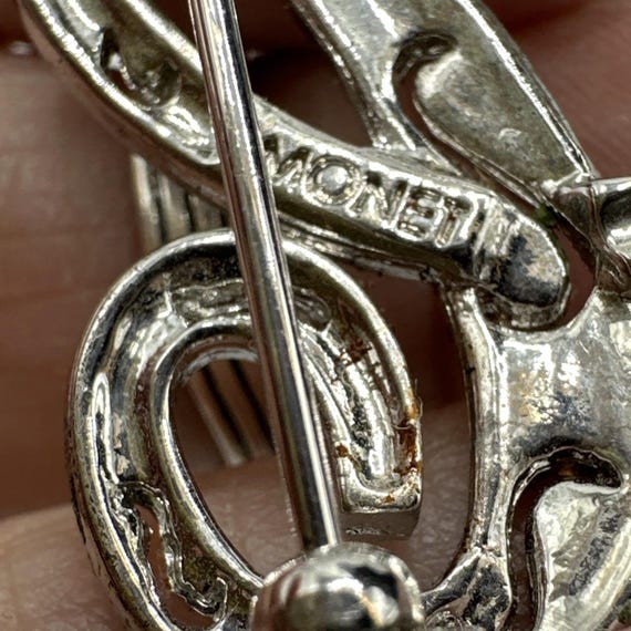 Monet Cursive Letter Initial C Rhinestone Silver … - image 6