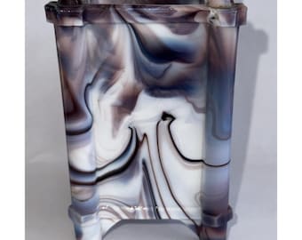 1880's Sowerby Spill Vase Purple White Malachite / Slag Glass 4"