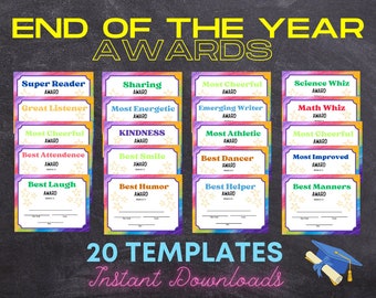 End of  The Year Awards, Graduation certificates, Preschool Awards, Editable class awards, Class Superlatives