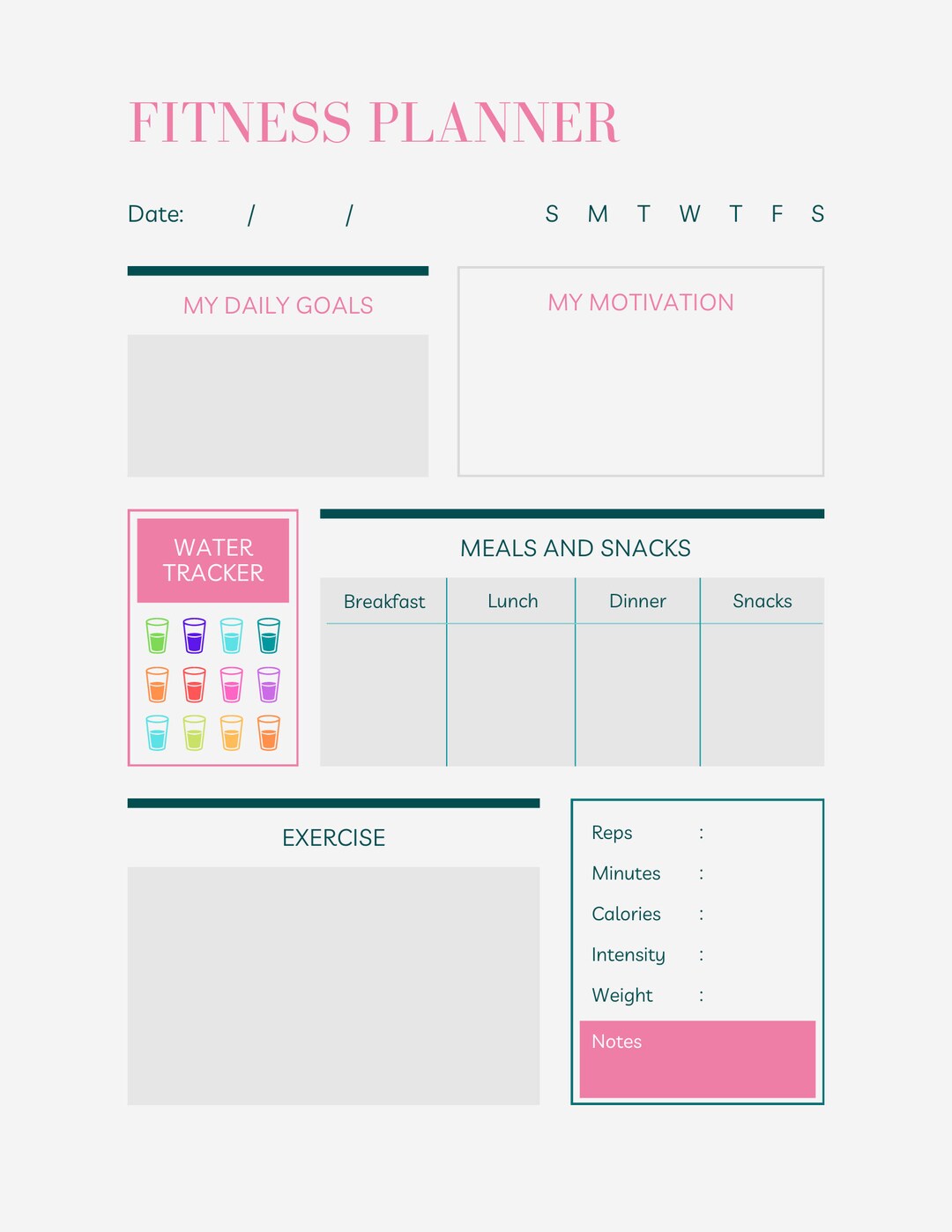 Downloadable Health Planner, Daily Health Journal, Downloadable Fitness Downloadable Health Planner, Daily Health Journal, Downloadable Fitness