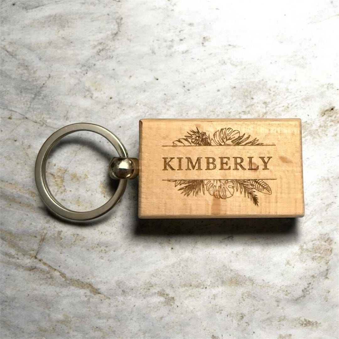 Personalized Wooden Keychain | Custom Laser Engraved Name, Logo, Text ...