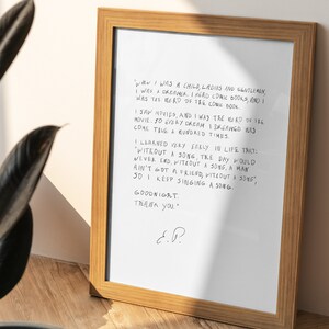 Elvis Presley Letter Handwriting Print , Love Letter, Fan Wall Art ...