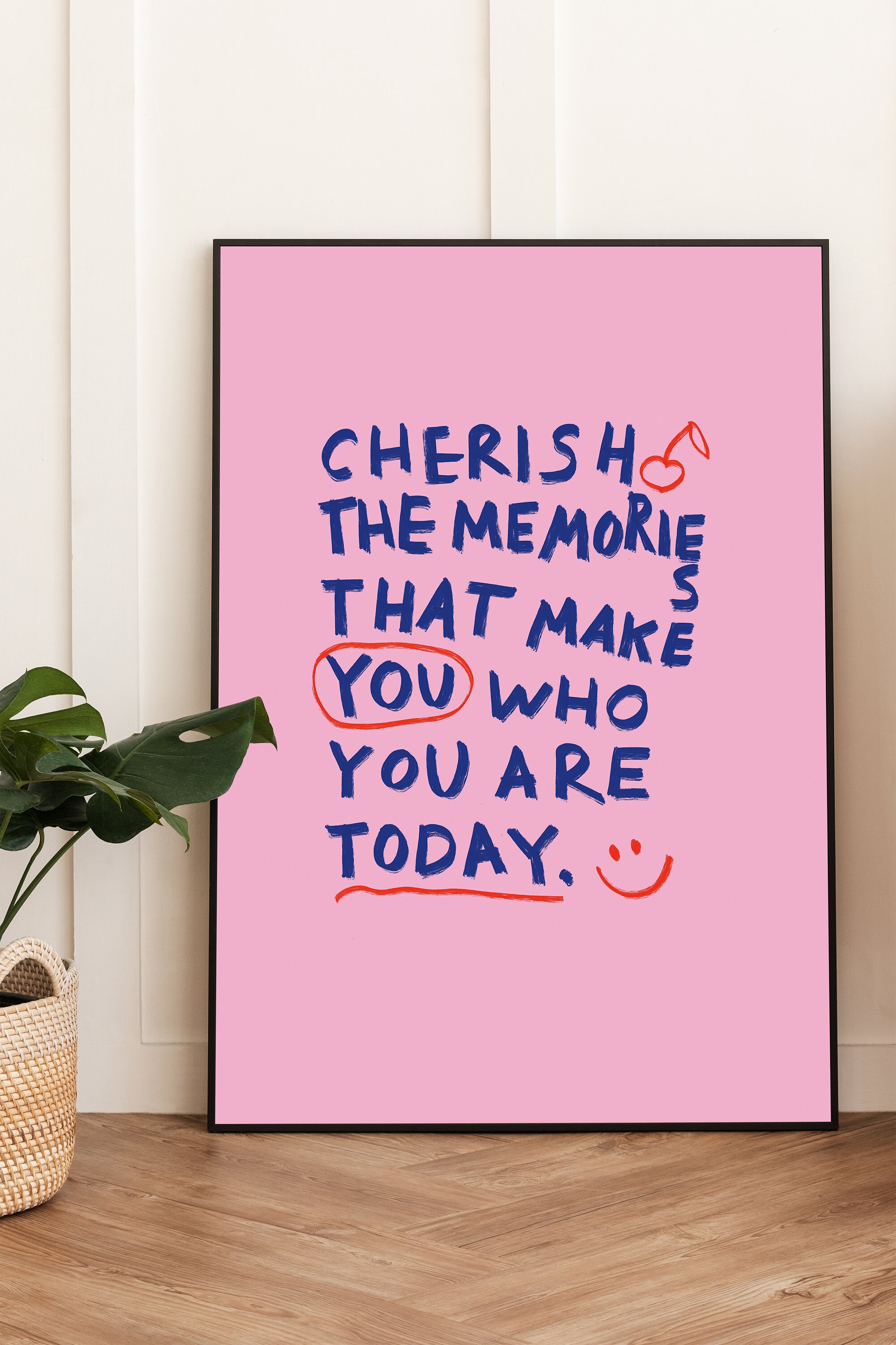 Póster con ilustración "Aprecia los recuerdos", decoración moderna para pared, arte imprimible original, arte de cumpleaños para chicas geniales, impresiones de arte moderno, arte original