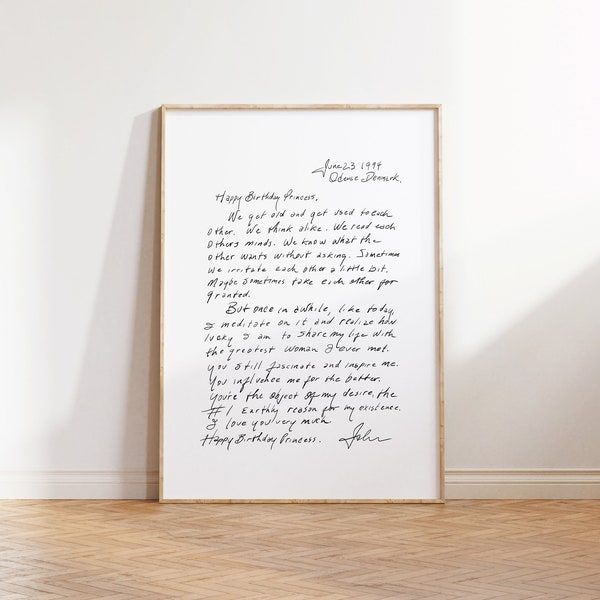Johnny Cash Liebesbrief an Juni Carter, Fan Wandkunst, schnelle Geschenkideen, Herz Affirmation Druck, digitaler Download Wandkunst, Happy Birthday Brief