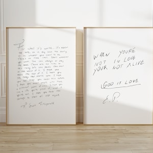 Impresión manuscrita de Elvis Presley de Francis S. Fitzgerald, carta de amor, arte mural para fans, ideas de regalos rápidos, afirmación del corazón, arte digital descargable
