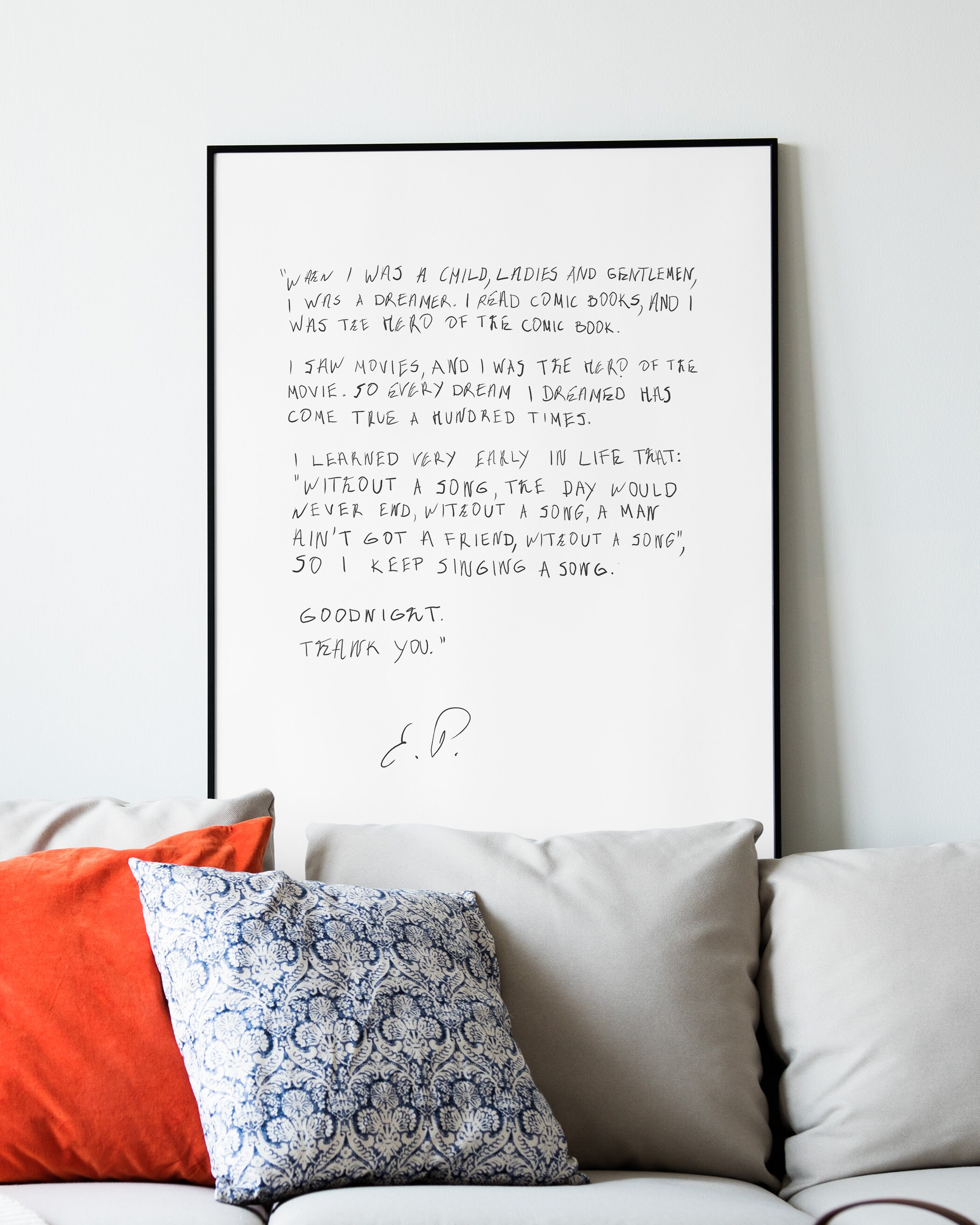 Elvis Presley Letter Handwriting Print , Love Letter, Fan Wall Art ...