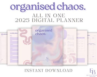 Digitaler Planer 2025 |Organisiertes Chaos LilaRosa | Druckbarer Planer für Produktivität | Alles in einem täglichen, wöchentlichen und monatlichen Planer