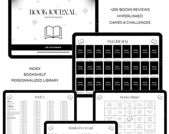 Ultimativer Begleiter für Leser: Klassisches schwarzes Buchbesprechungen und Planer -Perfekt für Goodnotes und Tablet-Leser | Leseplan