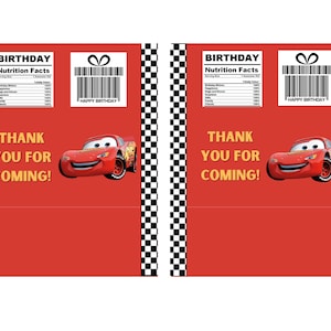 Cars Lightning McQueen Rice Krispy Treat Wrapper Digital Only