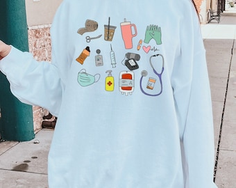 Nurse Sweatshirt, Nurse Appreciation Gift Tshirt, Registered Nurse Sweater, Love Nurse T Shirt, Nursing School  T-shirt, Nurses Week,ToteBag