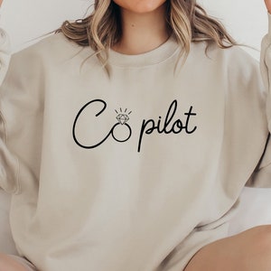 Funny Pilot Wife Tshirt, Co Pilot Gift T Shirt, Solitaire Ring Copilot Sweatshirt, Cute Pilot Fiancee T-shirt, Airplane Girlfriend Clothing