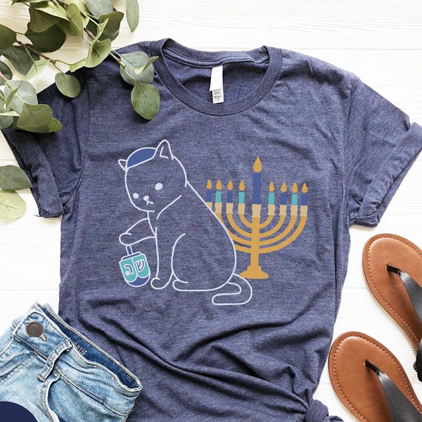 Hanukkah Cat Sweatshirt, Cute Jewish Cat Lover Gift Tshirt, Funny Cat Candle Mom Sweater, Holiday Hanukkah T Shirt, Cat Owners Tee, Tote Bag