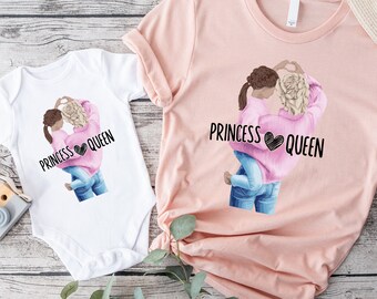 Matching Queen Princess Tshirts, Mother's Day Gift T Shirt, Mommy and Me Outfits, New Mother Daughter T-shirts,Mama's Girl Tee,Baby Bodysuit