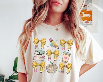 Coquette Teacher T Shirt, Cute Coquette Bows Gift Tshirt, Back to School, Teacher Appreciation, First Day of School, New Teacher Tee,ToteBag