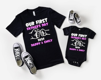 Our First Father's Day T Shirt, Father's Day Baby Gift, Custom Fathers Day Tshirt, Personalized Fathers Day Matching Tee, Daddy Baby T-shirt