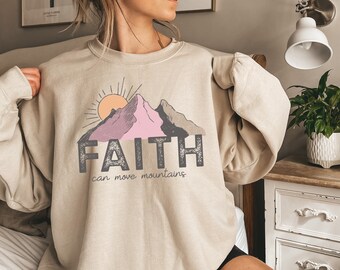 Faith Can move Mountains Sweatshirt, Christian Faith Gift T Shirt, Religious Sweater, Bible Verse Tshirt, Inspirational Jesus Tee, Tote Bag