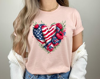 Cute Patriotic T Shirt, Independence Day Gift Tshirt, Retro Floral Heart Sweatshirt, USA Flag Tee, 4th of July T-shirt, America Shirts, Bag