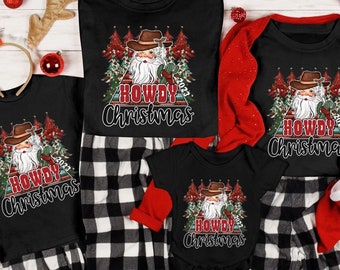 Cowboy Santa Christmas Sweatshirt, Family Christmas Gift Tshirts, Cute Howdy Christmas Tee, Christmas Pajamas,Family Group Sweaters,Tote Bag