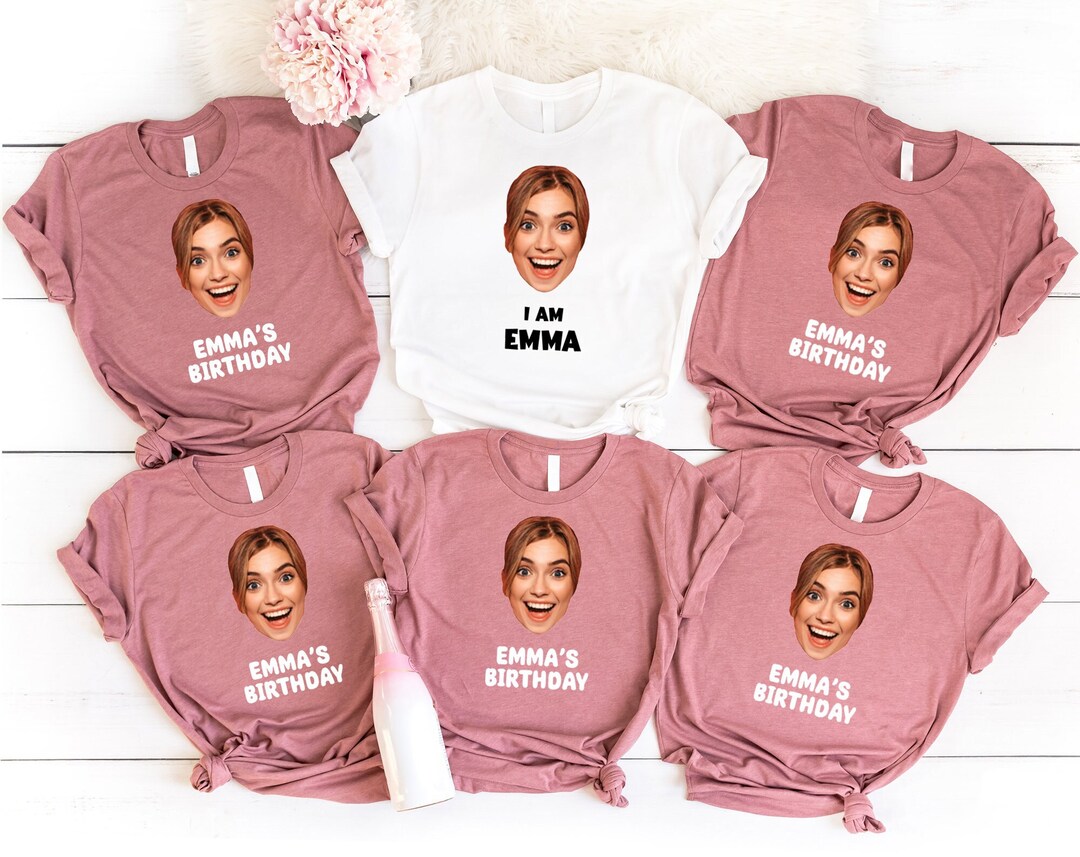 Customised Top Fun Custom Birthday Crew Tshirts, Funny Face Photo Gift T Shirt, Customized ...