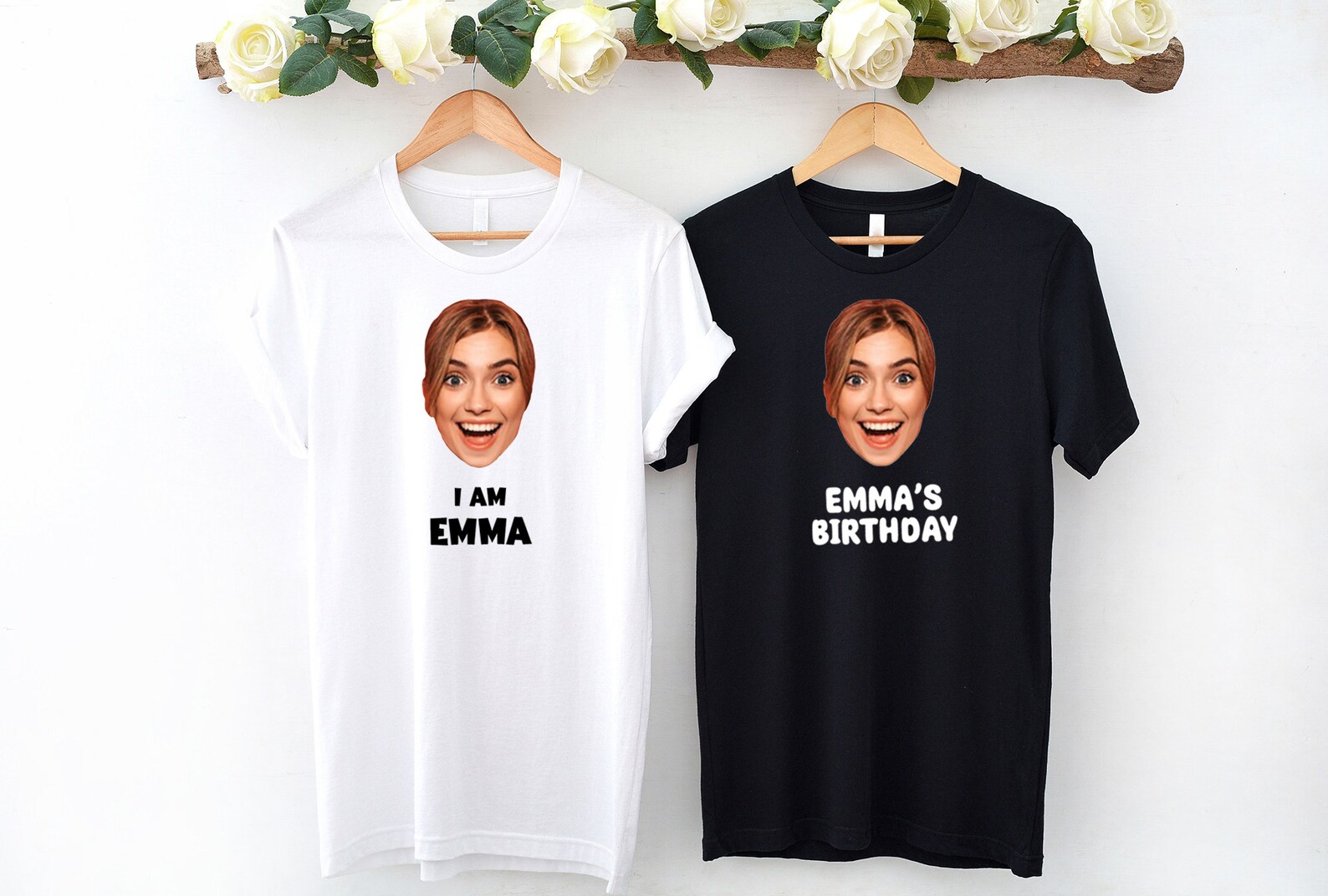 Customised Top Fun Custom Birthday Crew Tshirts, Funny Face Photo Gift T Shirt, Customized ...