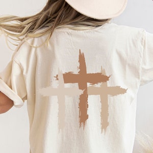Faith Cross Shirt Boho Christian Minimalist 3 Vertical Crosses T Shirts Jesus Christian Apparel Jesus Trendy Christian Gift Tee Crewneck