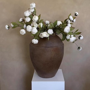 Large vintage pot Aged artisan vessel aged brown earthy stone look  vase hand crafted| antique aged pottery vase|home decor|