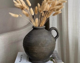 Aged organic  artisan earthy dark  stone look vase| distressed vase| rustic vase| one of a kind vase hand crafted and finished| antique